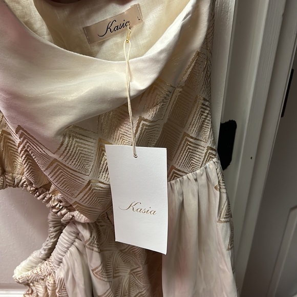 Tuckernuck Kasia Mykonos Gold One-Shoulder Dress - Picture 2 of 5